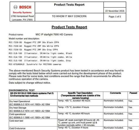 performance test report for fat